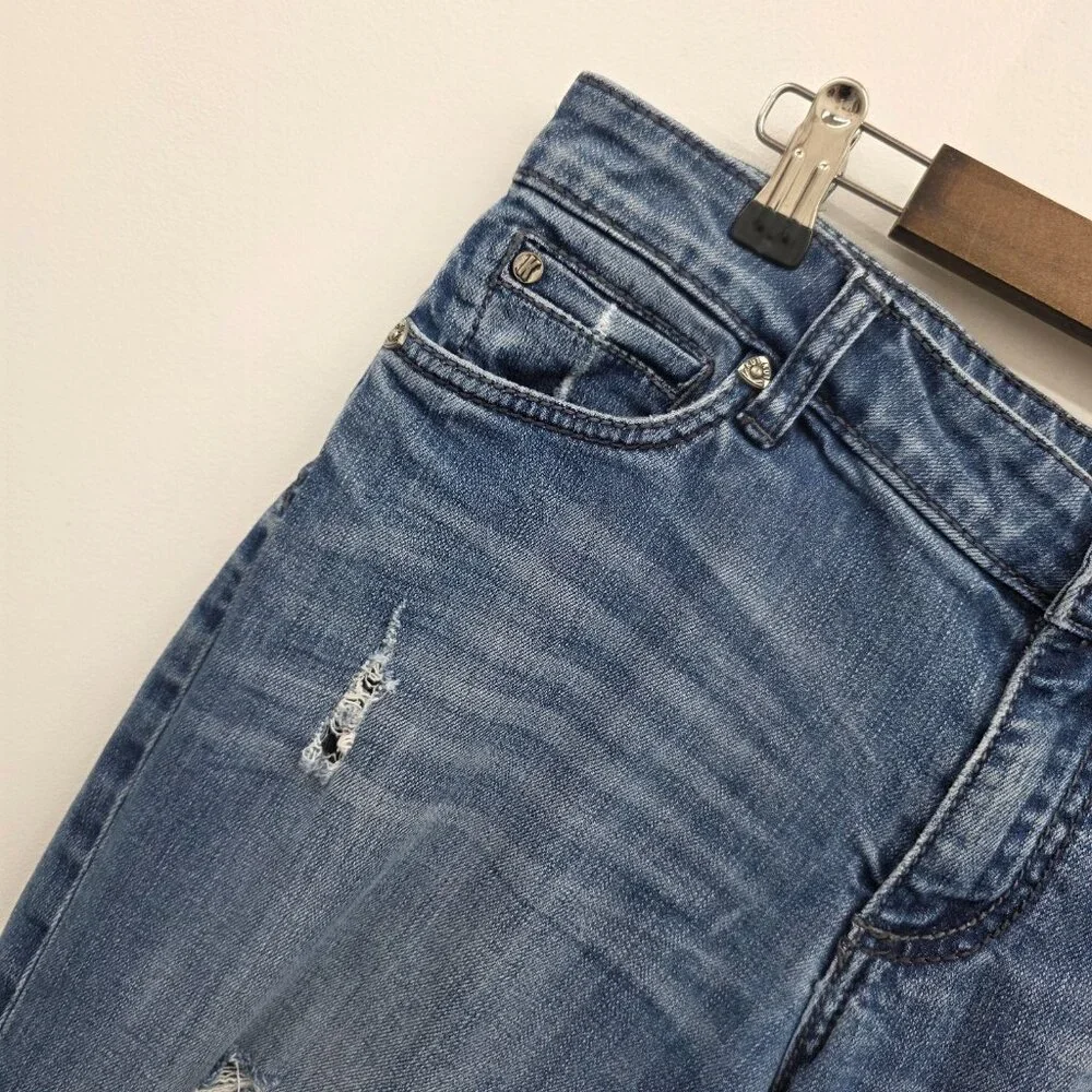 KUT from the Kloth Womens 10 Blue Skinny Jeans Distressed Stretch Mid Rise Denim